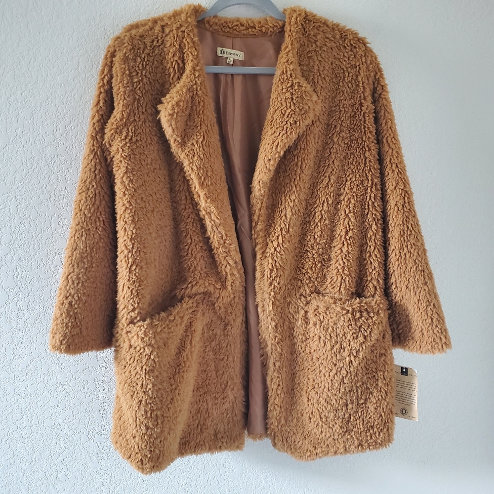 Democracy teddy open jacket NWT